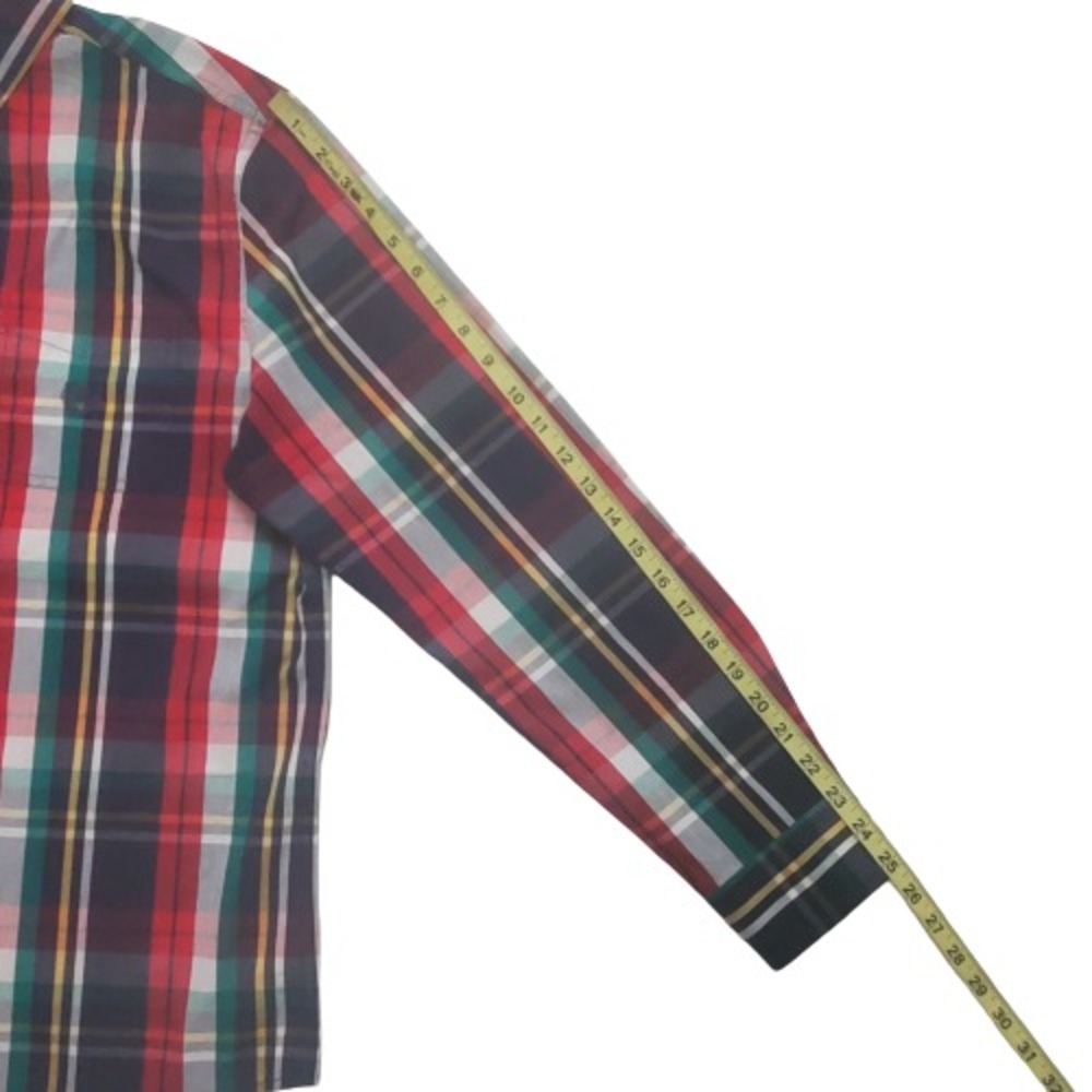CHAPS Men's Newport Navy Stretch Poplin Plaid Button Down Long-Sleeve Shirt L/G - Picture 11 of 16